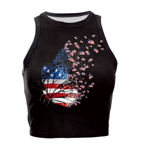 Women’s USA Patriotic Sleeveless Crop Top