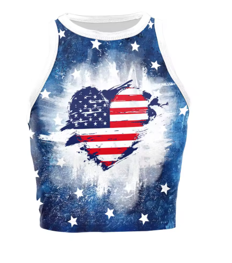 Women’s USA Patriotic Sleeveless Crop Top