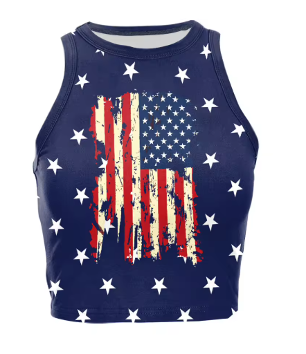 Women’s USA Patriotic Sleeveless Crop Top
