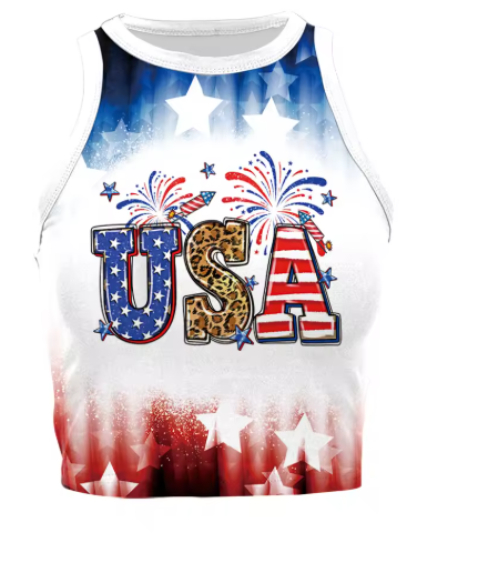 Women’s USA Patriotic Sleeveless Crop Top