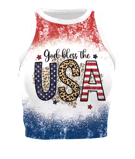 Women’s USA Patriotic Sleeveless Crop Top