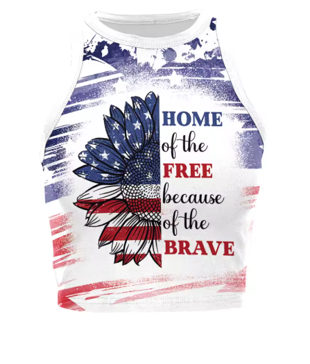 Women’s USA Patriotic Sleeveless Crop Top