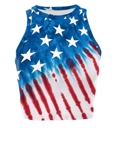 Women’s USA Patriotic Sleeveless Crop Top