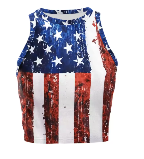Women’s USA Patriotic Sleeveless Crop Top
