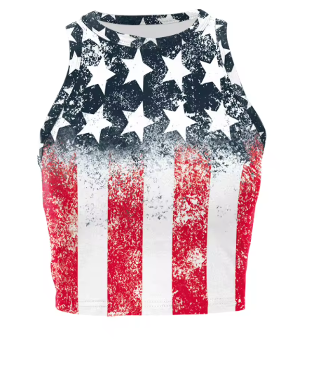 Women’s USA Patriotic Sleeveless Crop Top