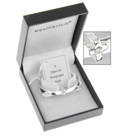 Equilibrium Silver Plated Christening or New Baby Bangle