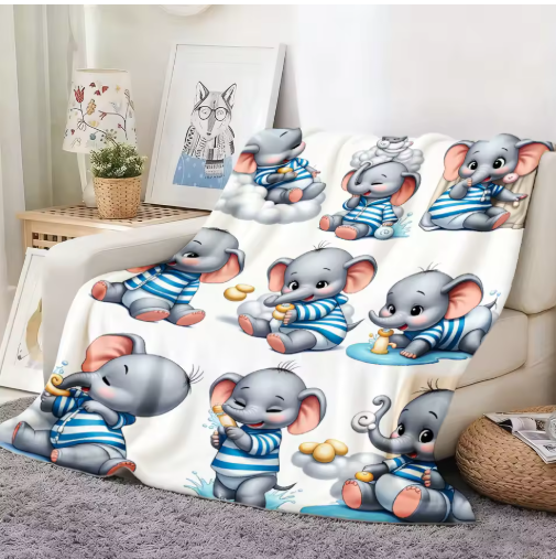Cute Baby Elephant Flannel Blanket
