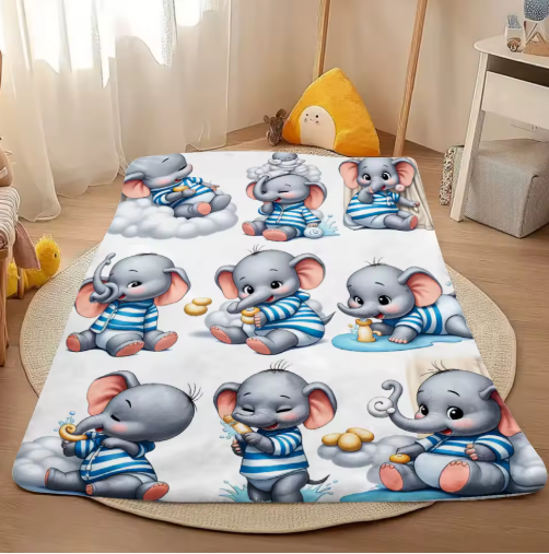 Cute Baby Elephant Flannel Blanket