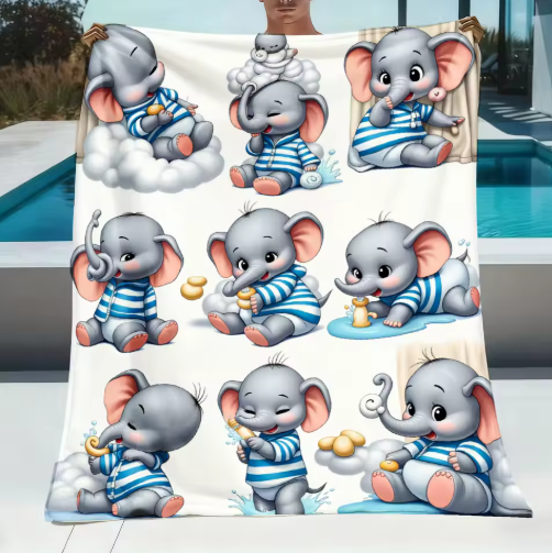 Cute Baby Elephant Flannel Blanket
