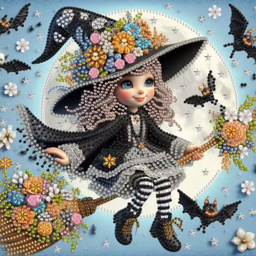 Halloween Witch 5D Diamond Painting Kit – 30 × 30cm