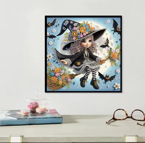 Halloween Witch 5D Diamond Painting Kit – 30 × 30cm