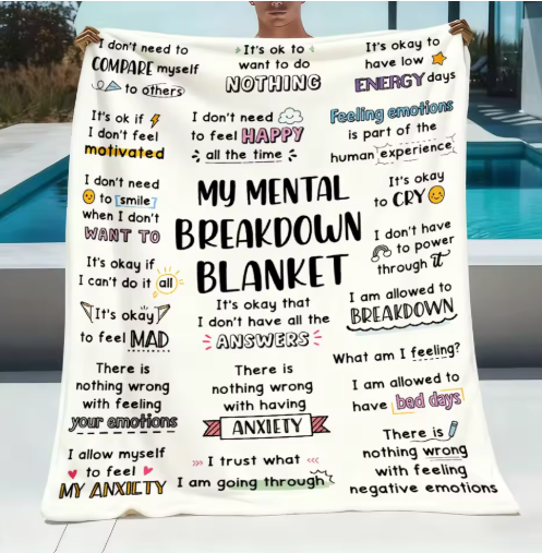 Mental Health & Self-Care Inspirational Blanket