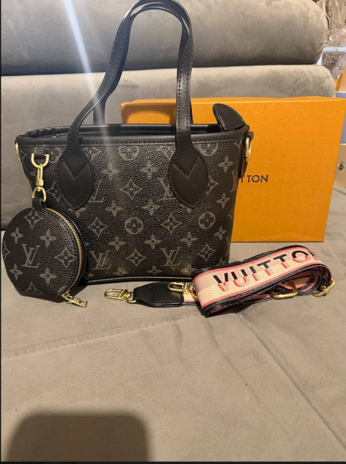 Monogram-Style Mini Tote Bag Set