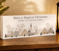 Personalised Christmas House Scene Wooden Mantle Block