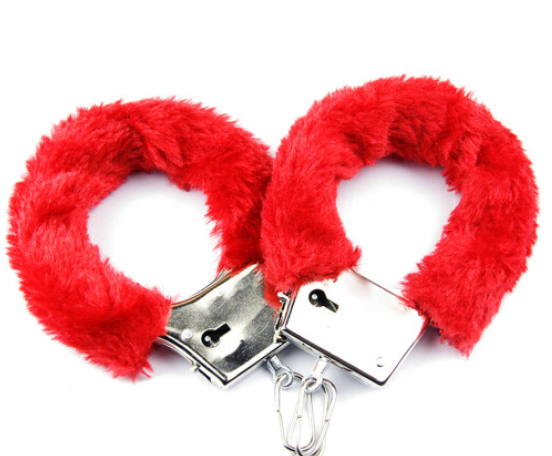 Elegant Fluffy Metal Handcuffs, Stainless Steel and Plush Blend