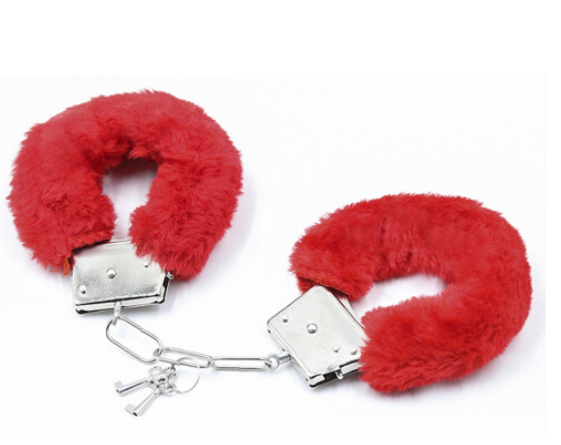 Elegant Fluffy Metal Handcuffs, Stainless Steel and Plush Blend