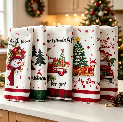 5-Piece Christmas Kitchen Towel Set