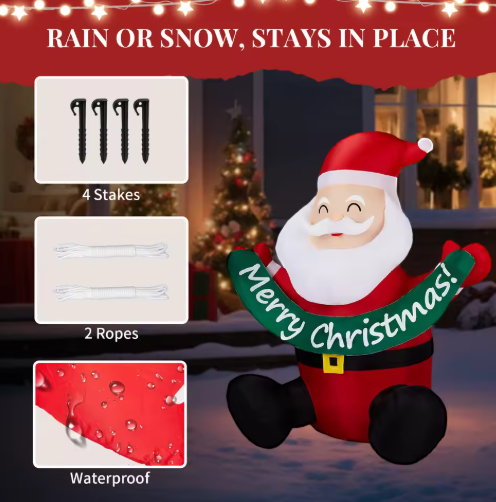 Giant 5.8FT Light-Up Inflatable Santa Christmas Decoration