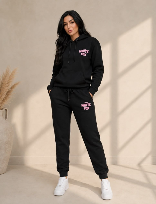 Women’s White Fox Hoodie & Jogger Tracksuit Set