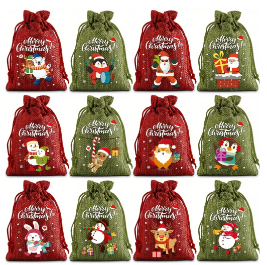Christmas Drawstring Gift Bags