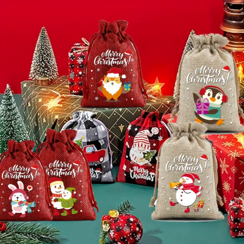 Christmas Drawstring Gift Bags