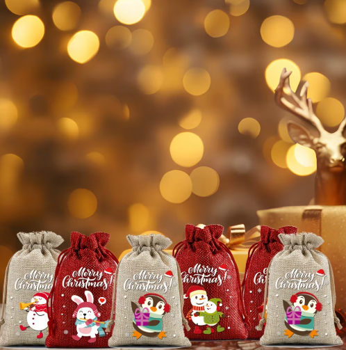 Christmas Drawstring Gift Bags