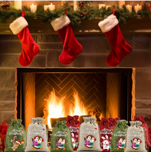 Christmas Drawstring Gift Bags