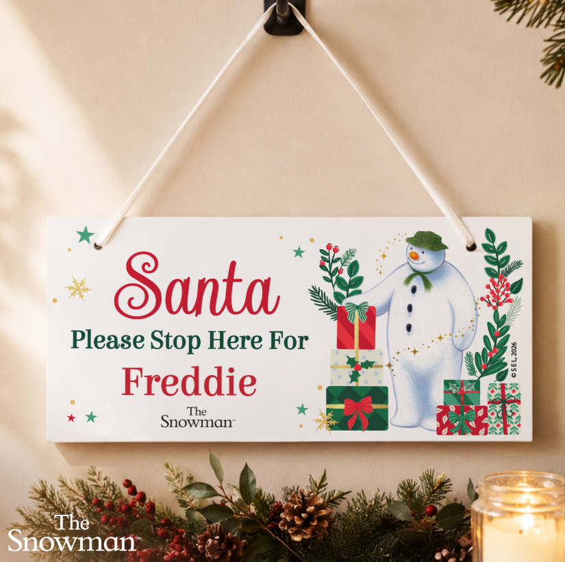 Personalised The Snowman Christmas Wishes Santa Stop Here Sign