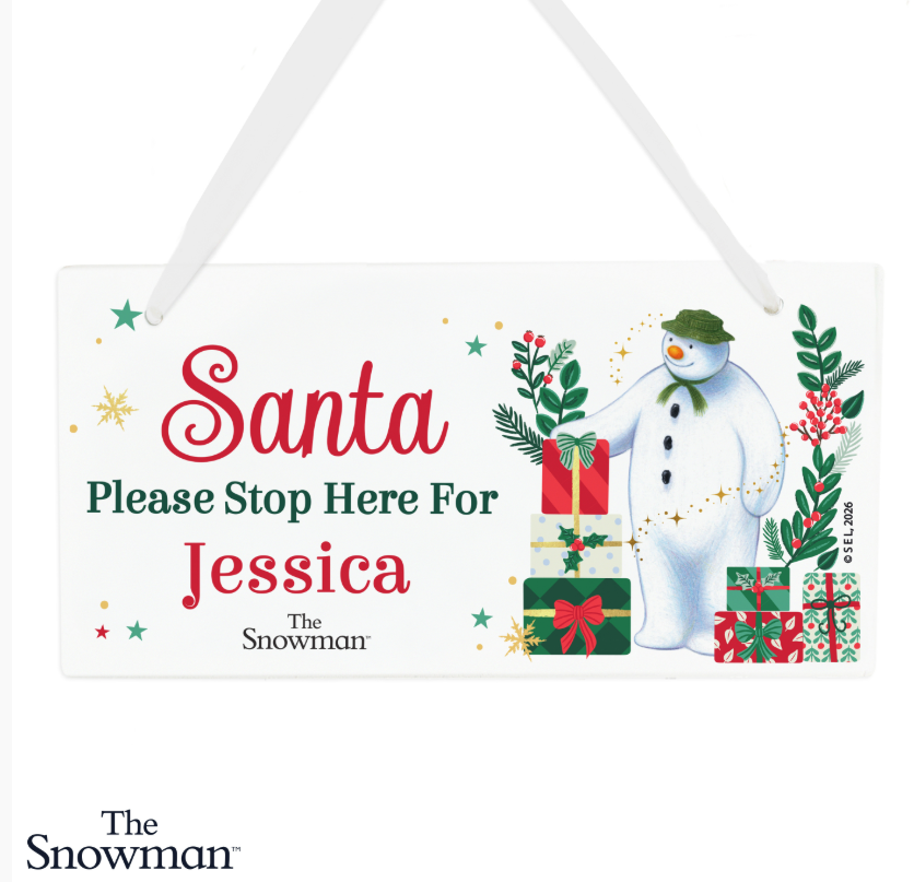 Personalised The Snowman Christmas Wishes Santa Stop Here Sign