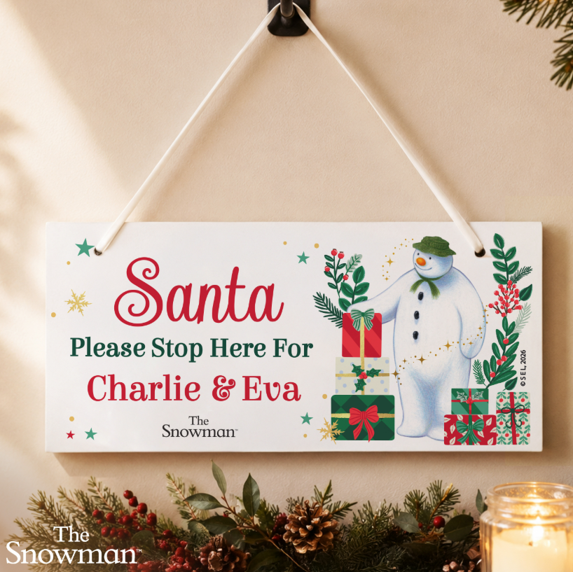 Personalised The Snowman Christmas Wishes Santa Stop Here Sign