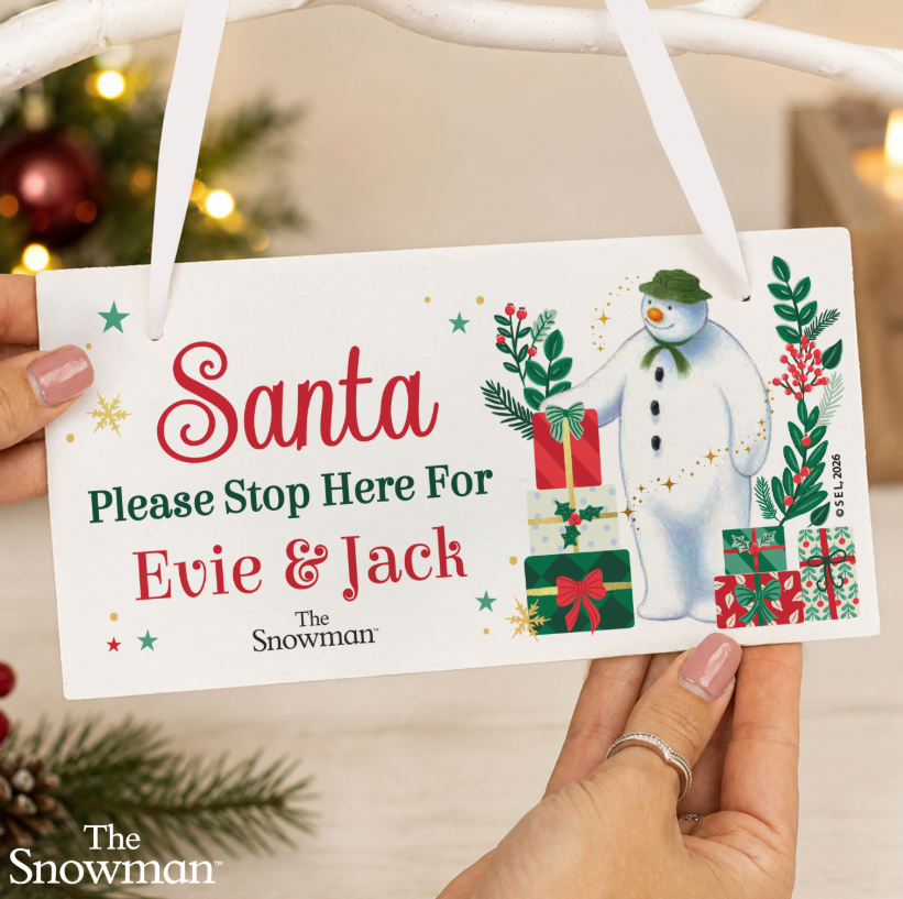 Personalised The Snowman Christmas Wishes Santa Stop Here Sign