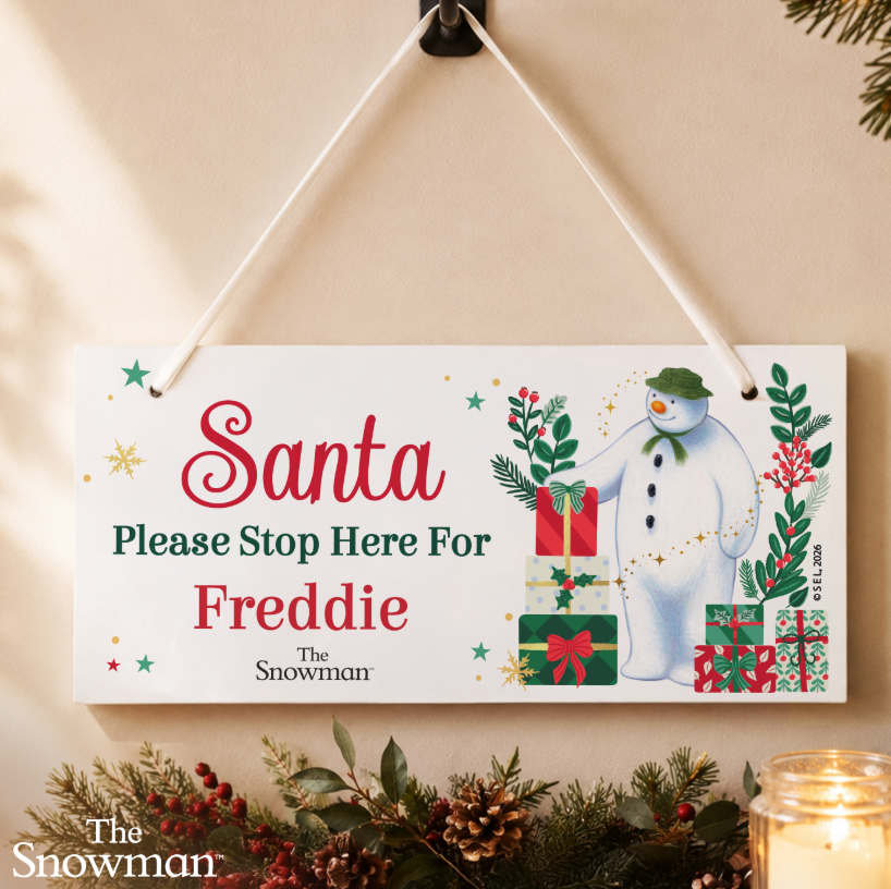 Personalised The Snowman Christmas Wishes Santa Stop Here Sign