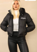 Ladies Black Hooded Puffer Jacket 🦋