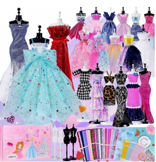 Fashion Designer Kit for Girls, Sewing Kit with 4 Mannequins,