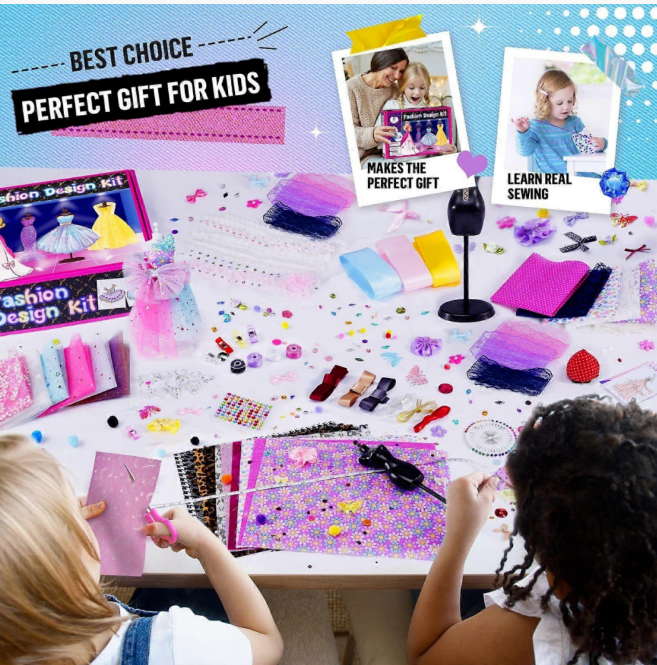 Fashion Designer Kit for Girls, Sewing Kit with 4 Mannequins,