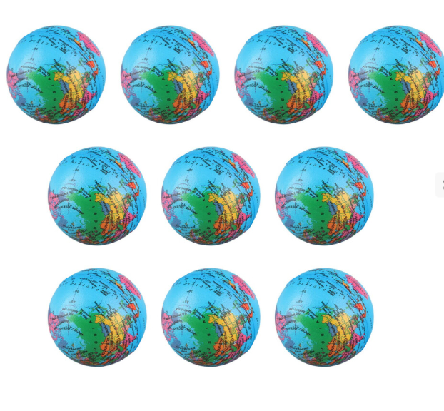 10pcs Globe Squeeze Stress Spongy Balls World