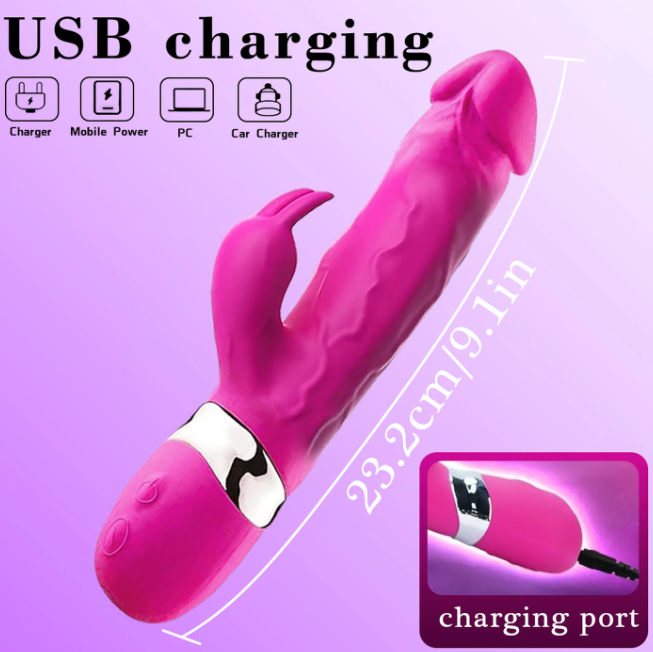 💗🔥 Dual-Motor Rabbit Vibrator – USB Rechargeable 🔥💗