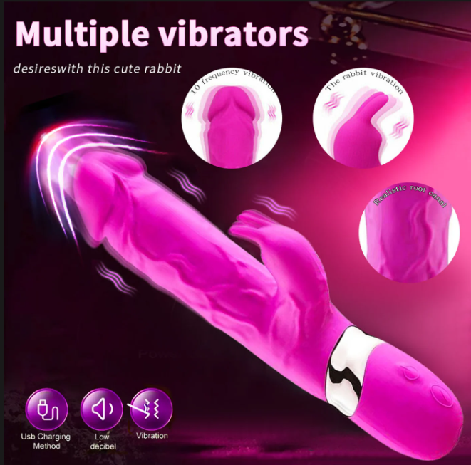 💗🔥 Dual-Motor Rabbit Vibrator – USB Rechargeable 🔥💗