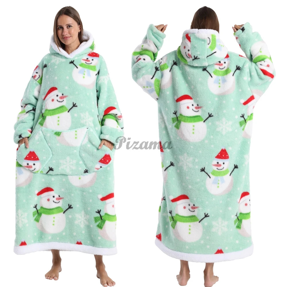 🌟 Adults' Oversized Hooded Blanket – Cosy Printed Wearable Blanket 🌟
