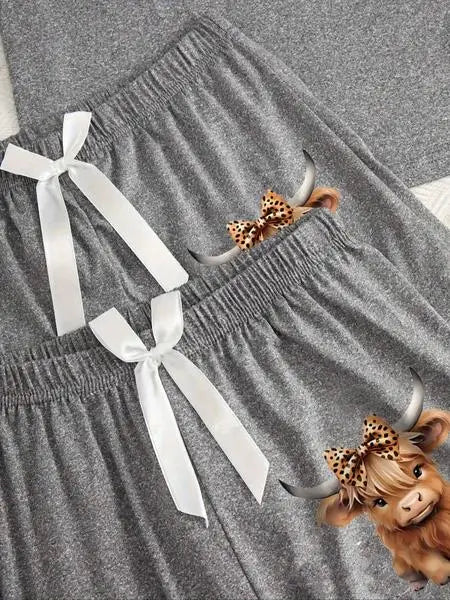 🌟 Ladies Highland Cow Print Pyjama Set – 3 Piece Nightwear 🌟
