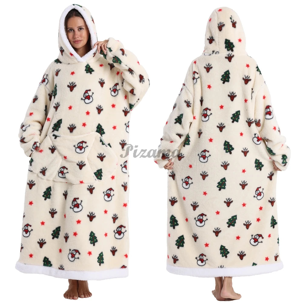 🌟 Adults' Oversized Hooded Blanket – Cosy Printed Wearable Blanket 🌟
