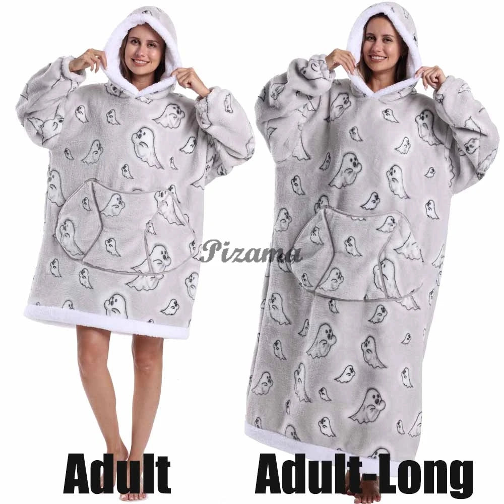🌟 Adults' Oversized Hooded Blanket – Cosy Printed Wearable Blanket 🌟