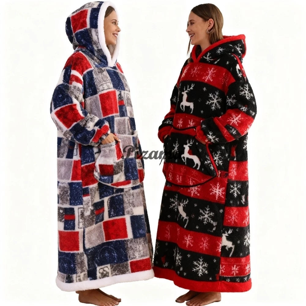 🌟 Adults' Oversized Hooded Blanket – Cosy Printed Wearable Blanket 🌟