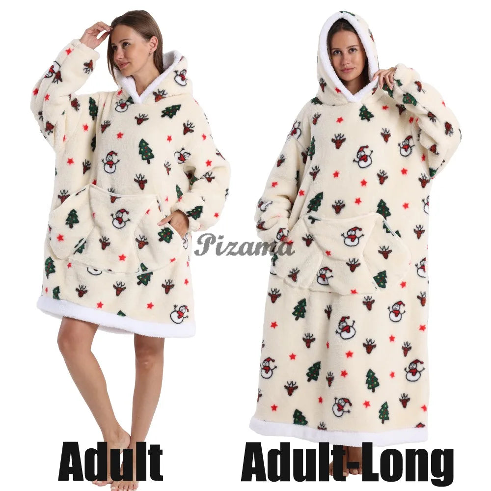 🌟 Adults' Oversized Hooded Blanket – Cosy Printed Wearable Blanket 🌟