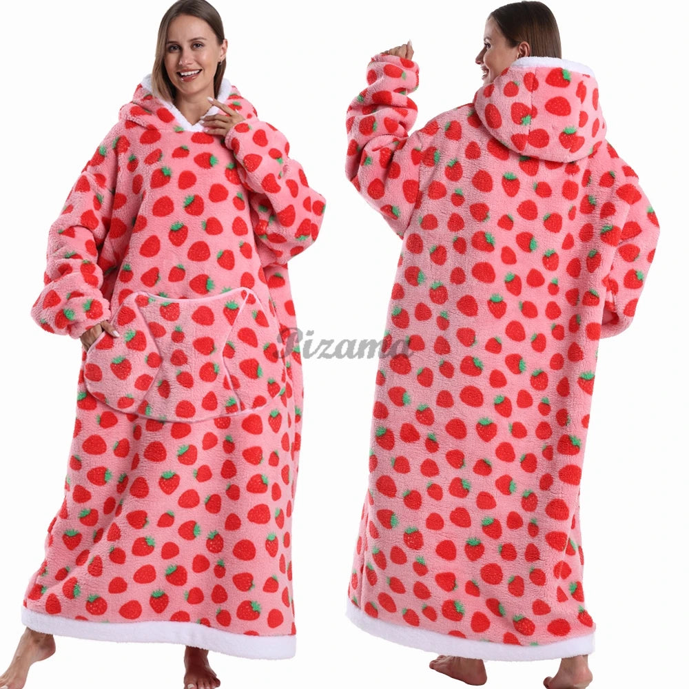 🌟 Adults' Oversized Hooded Blanket – Cosy Printed Wearable Blanket 🌟