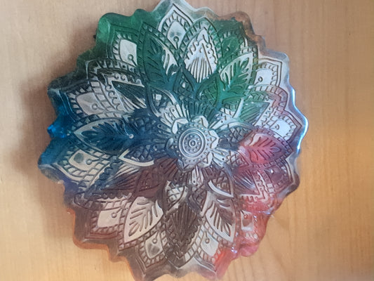 Rainbow mandala coaster 2 pack